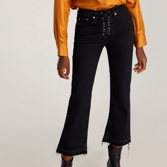 zara lace up jeans